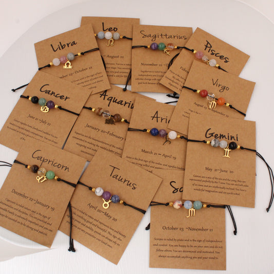 Zodiac Stone Bracelet – Natural Imperial, Amethyst & Aquamarine