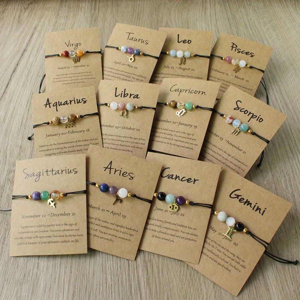 Zodiac Stone Bracelet – Natural Imperial, Amethyst & Aquamarine
