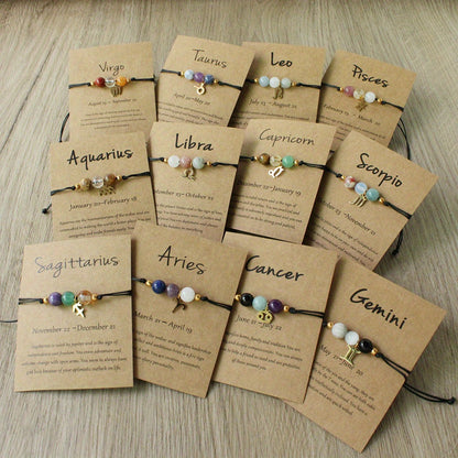 Zodiac Stone Bracelet – Natural Imperial, Amethyst & Aquamarine