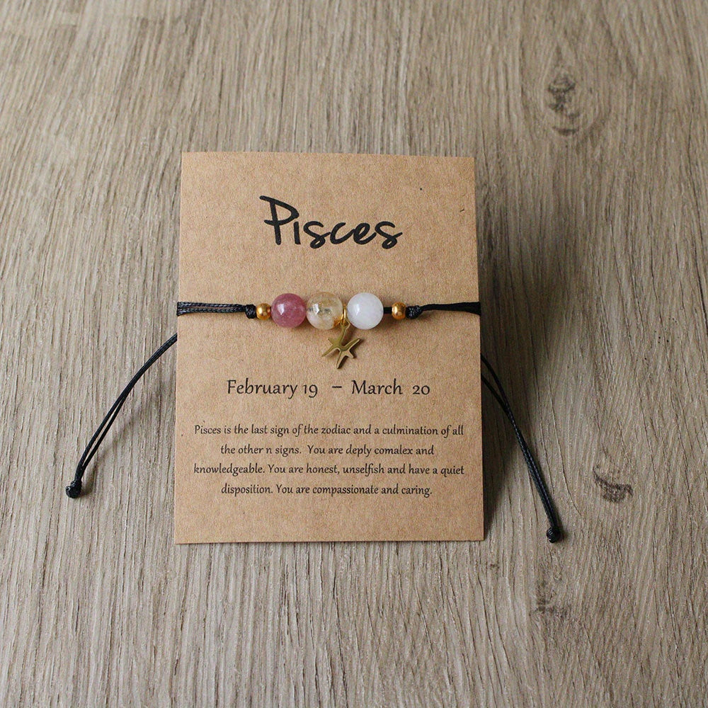 Zodiac Stone Bracelet – Natural Imperial, Amethyst & Aquamarine