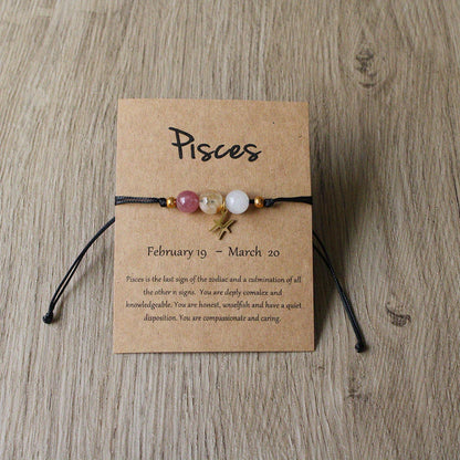 Zodiac Stone Bracelet – Natural Imperial, Amethyst & Aquamarine