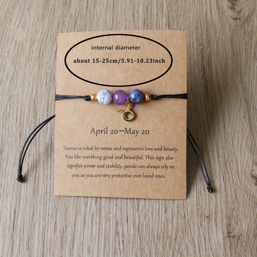 Zodiac Stone Bracelet – Natural Imperial, Amethyst & Aquamarine