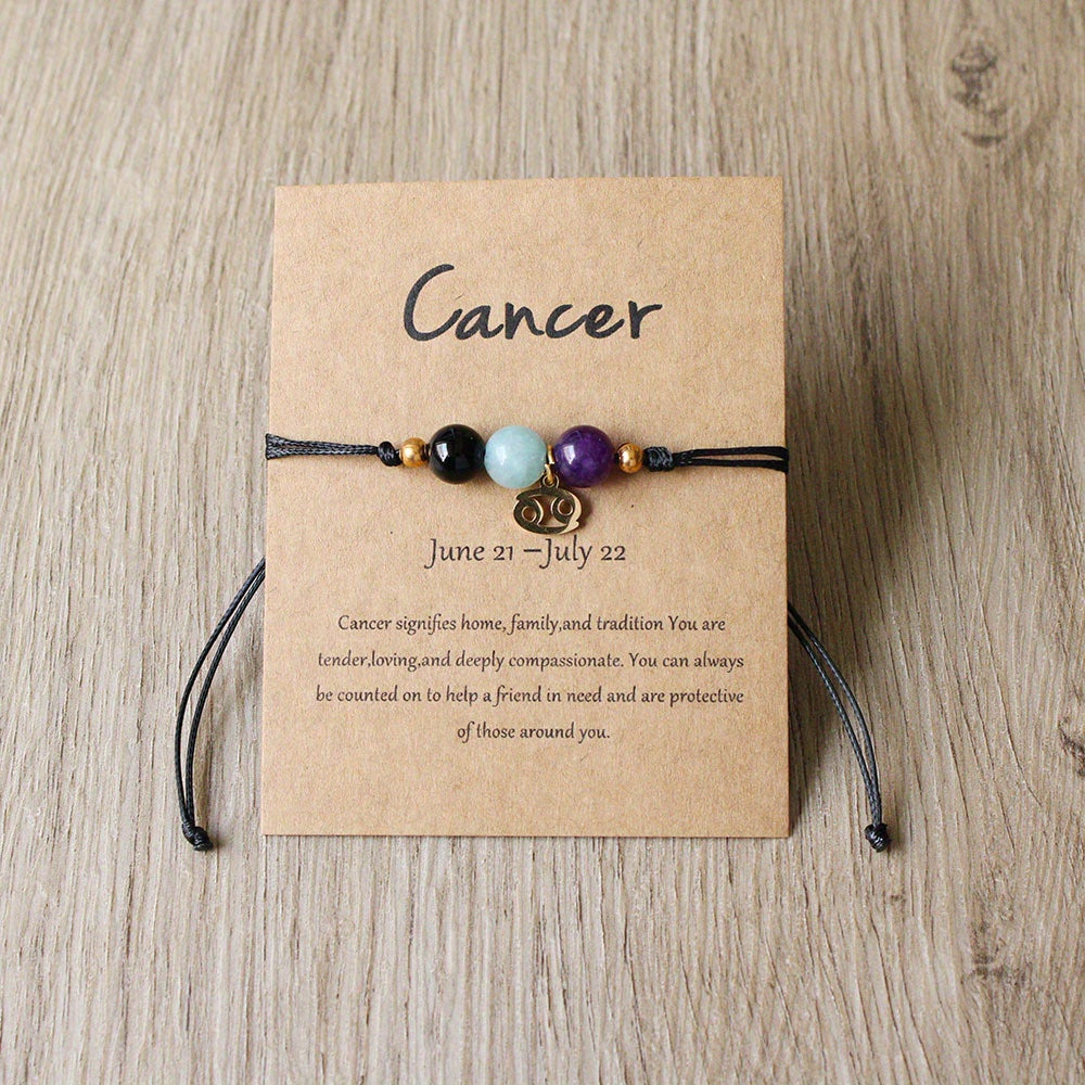 Zodiac Stone Bracelet – Natural Imperial, Amethyst & Aquamarine