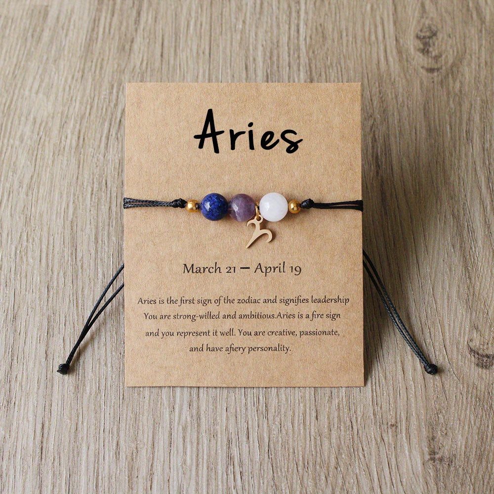 Zodiac Stone Bracelet – Natural Imperial, Amethyst & Aquamarine