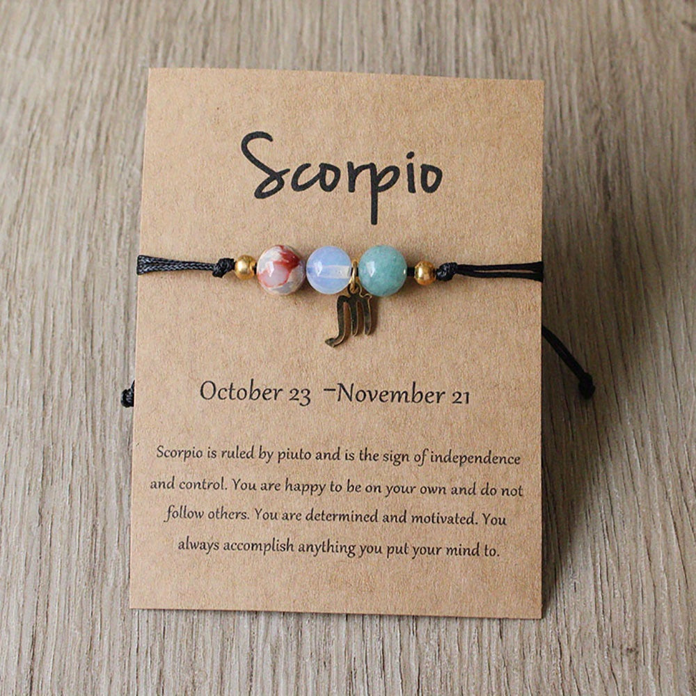 Zodiac Stone Bracelet – Natural Imperial, Amethyst & Aquamarine