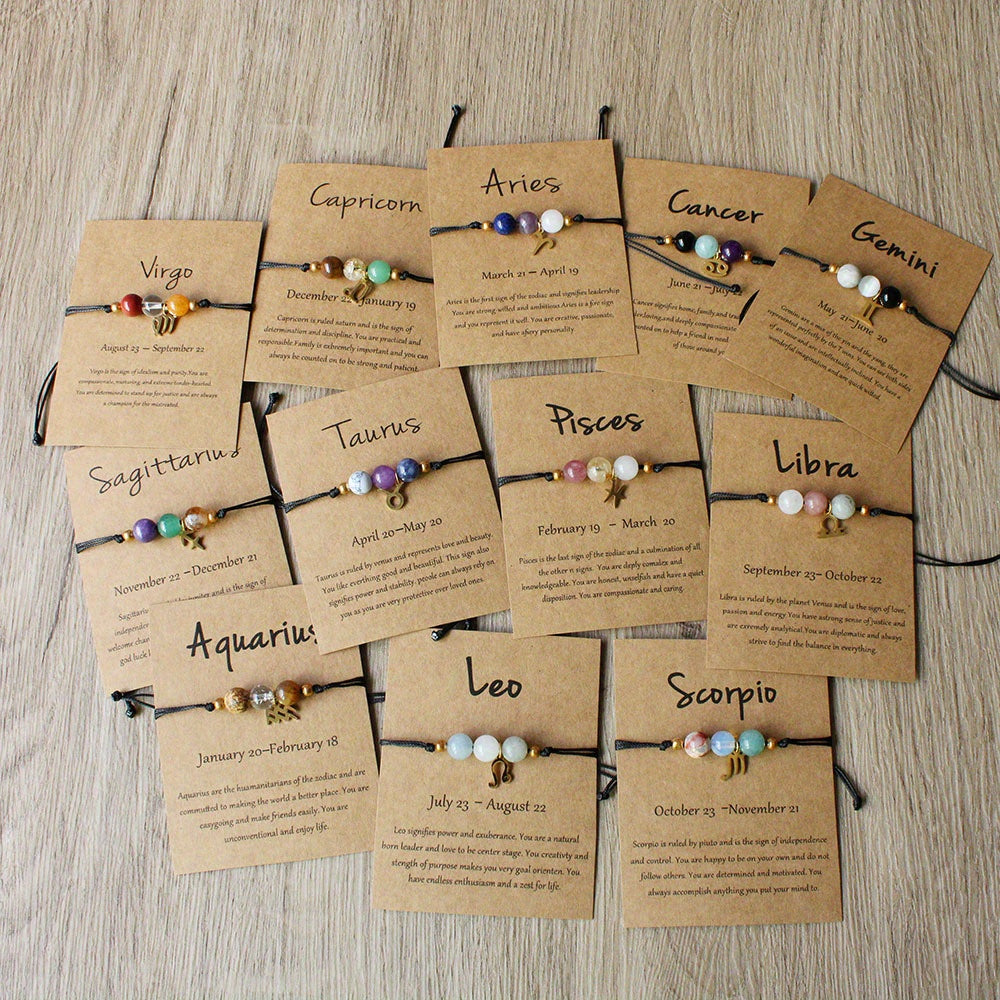 Zodiac Stone Bracelet – Natural Imperial, Amethyst & Aquamarine