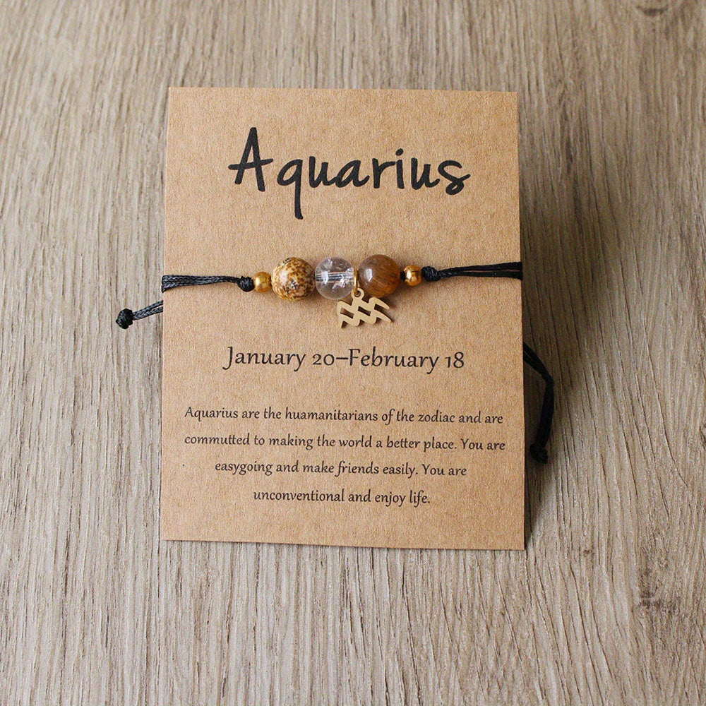 Zodiac Stone Bracelet – Natural Imperial, Amethyst & Aquamarine