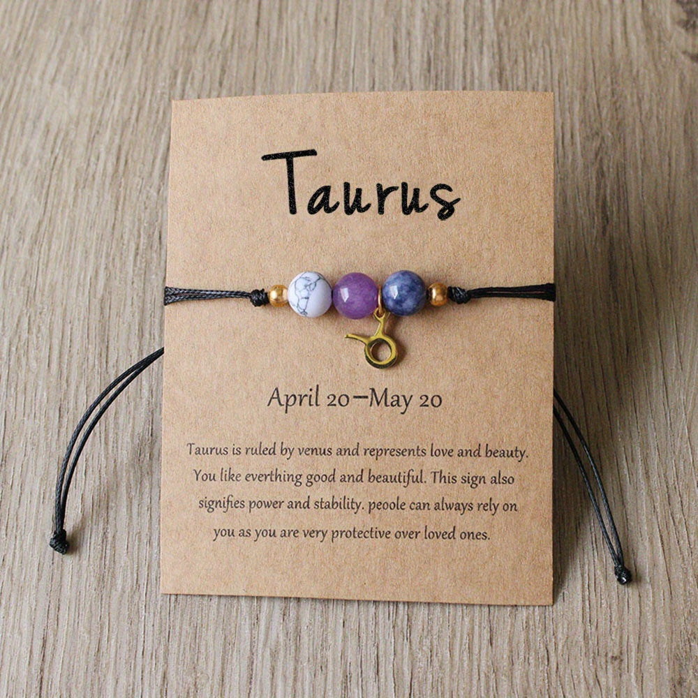 Zodiac Stone Bracelet – Natural Imperial, Amethyst & Aquamarine