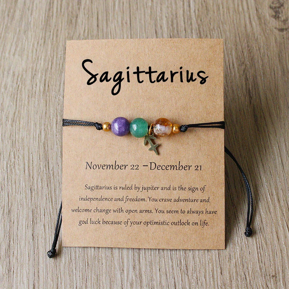 Zodiac Stone Bracelet – Natural Imperial, Amethyst & Aquamarine