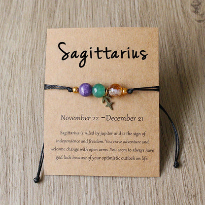 Zodiac Stone Bracelet – Natural Imperial, Amethyst & Aquamarine