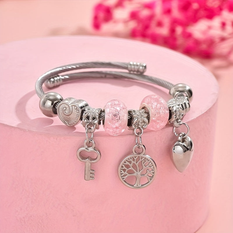 Adjustable Resin Open Cuff Bracelet – Tree of Life & Heart