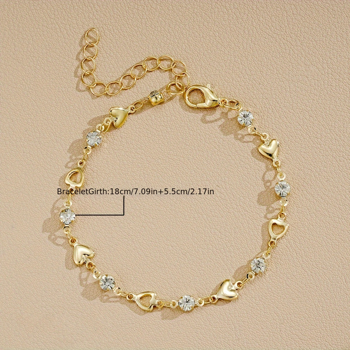 Heart Charm Bracelet with Rhinestones