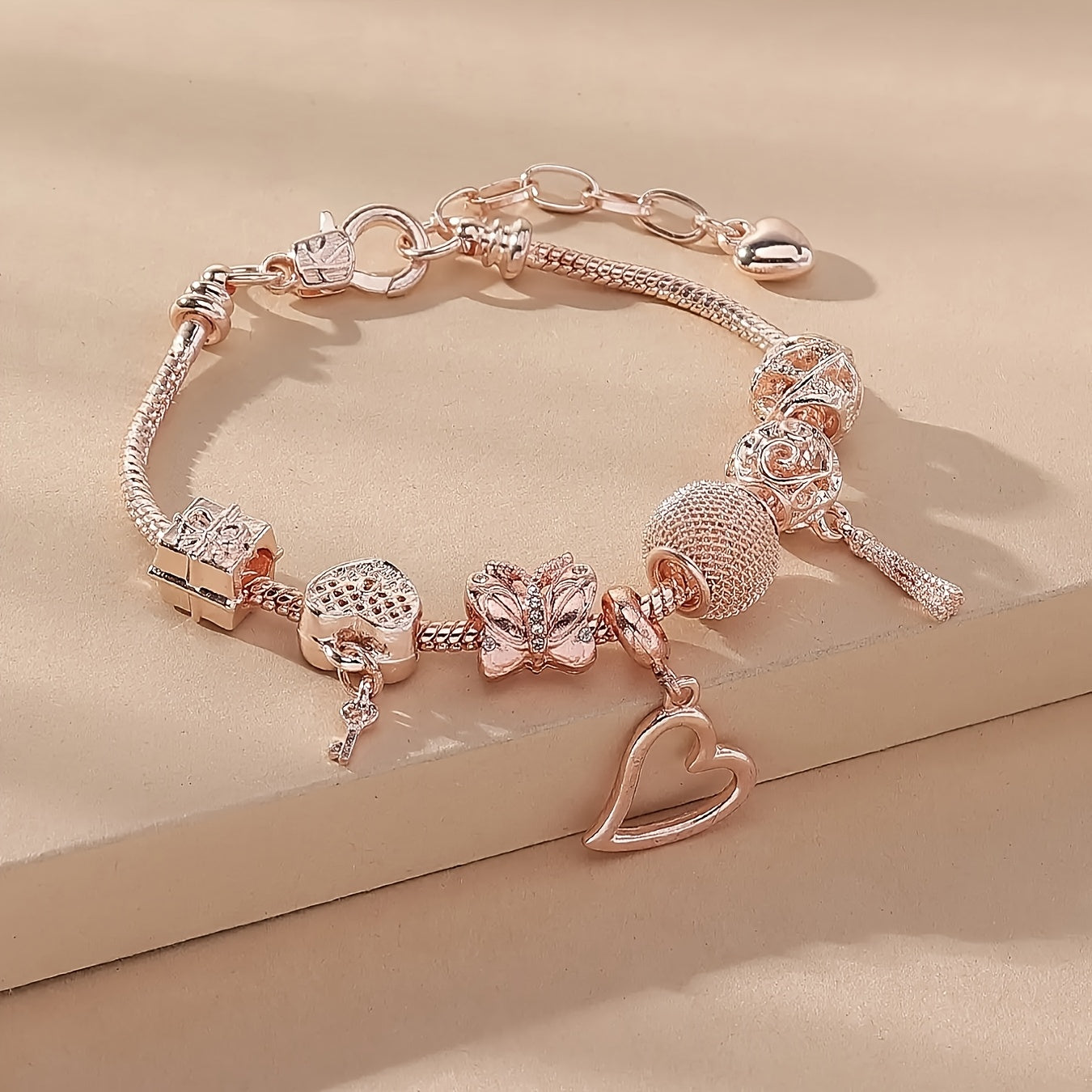 Heart & Butterfly Charm Bracelet