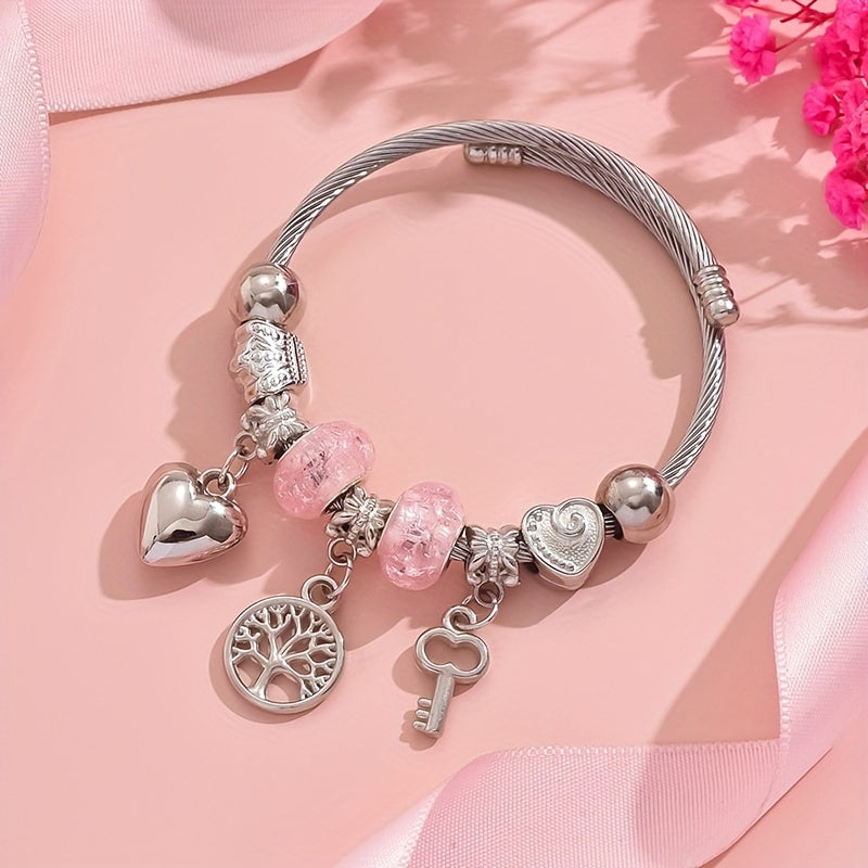 Adjustable Resin Open Cuff Bracelet – Tree of Life & Heart