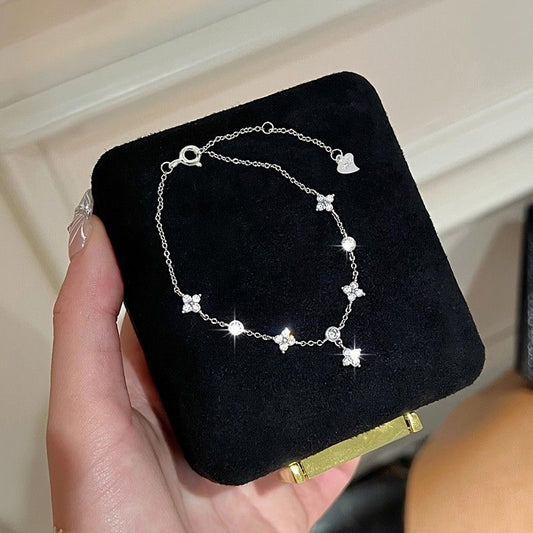 Sterling Silver Charm Bracelet Minimalist Polished Design