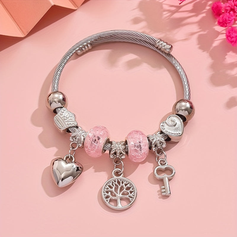 Adjustable Resin Open Cuff Bracelet – Tree of Life & Heart