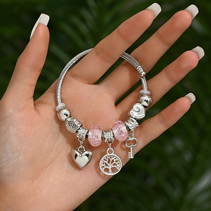 Adjustable Resin Open Cuff Bracelet – Tree of Life & Heart