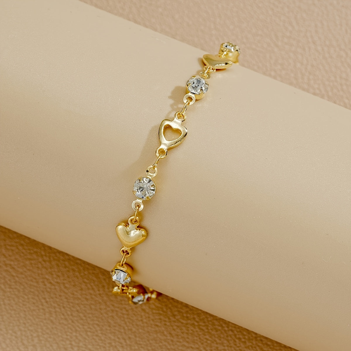 Heart Charm Bracelet with Rhinestones
