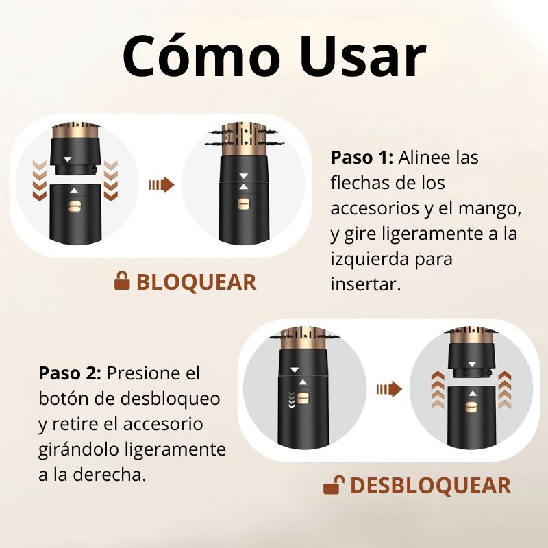 Air Sculpt 3 en 1 - Cepillo Rotatorio de Aire Caliente y Cepillo Secador