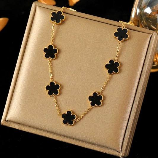 Stainless Steel 15 Clovers Pendant Necklace