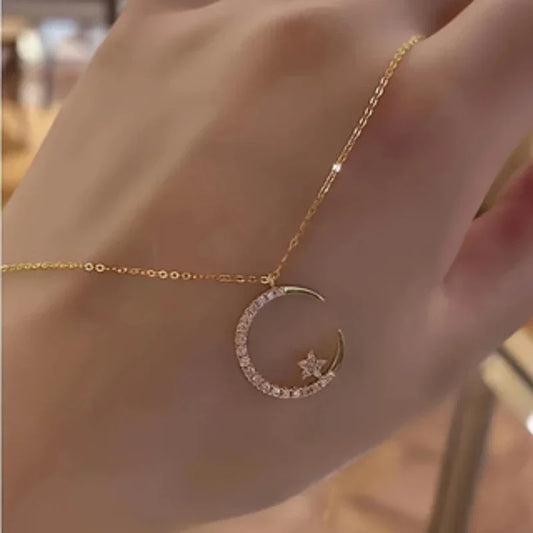 Star and Moon Pendant Necklace