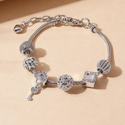 Stainless Steel Multi-Charm Beaded Bracelet