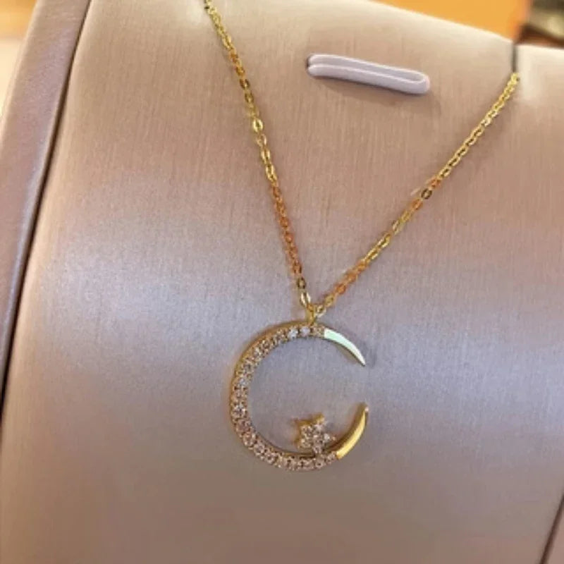 Star and Moon Pendant Necklace