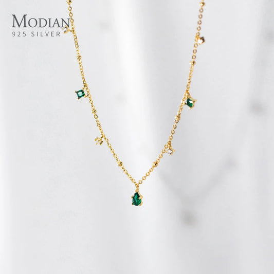 Green Teardrop Pendant Necklace