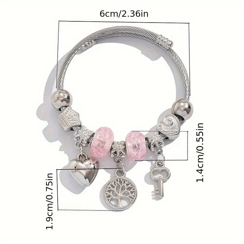 Adjustable Resin Open Cuff Bracelet – Tree of Life & Heart