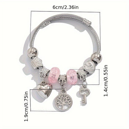 Adjustable Resin Open Cuff Bracelet – Tree of Life & Heart