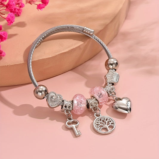Adjustable Resin Open Cuff Bracelet – Tree of Life & Heart