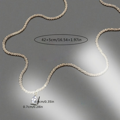 Silver-Plated Necklace with Water Droplet Zirconia Pendant
